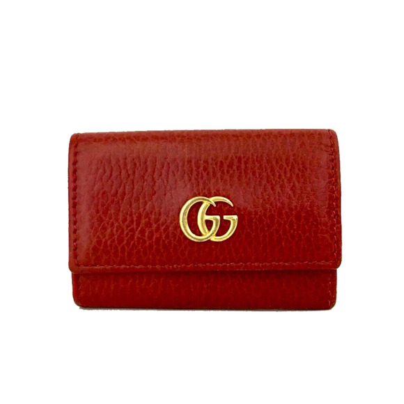 Authentic GUCCI GG Marmont Red Leather 6 Ring Key Case Snap Closure EUC - Picture 1 of 8